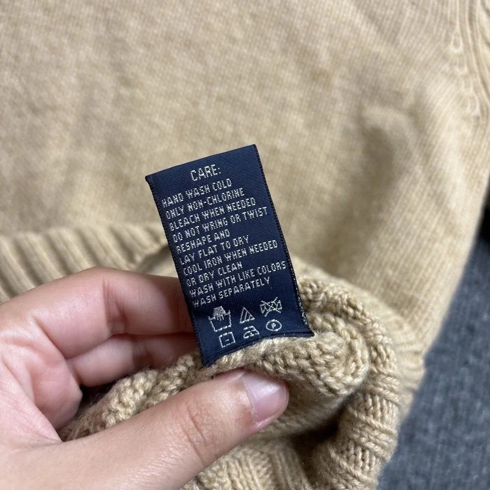 Ralph Lauren Wool Cashmere Sweater Women's Size Medium Beige Knit Quiet Luxury